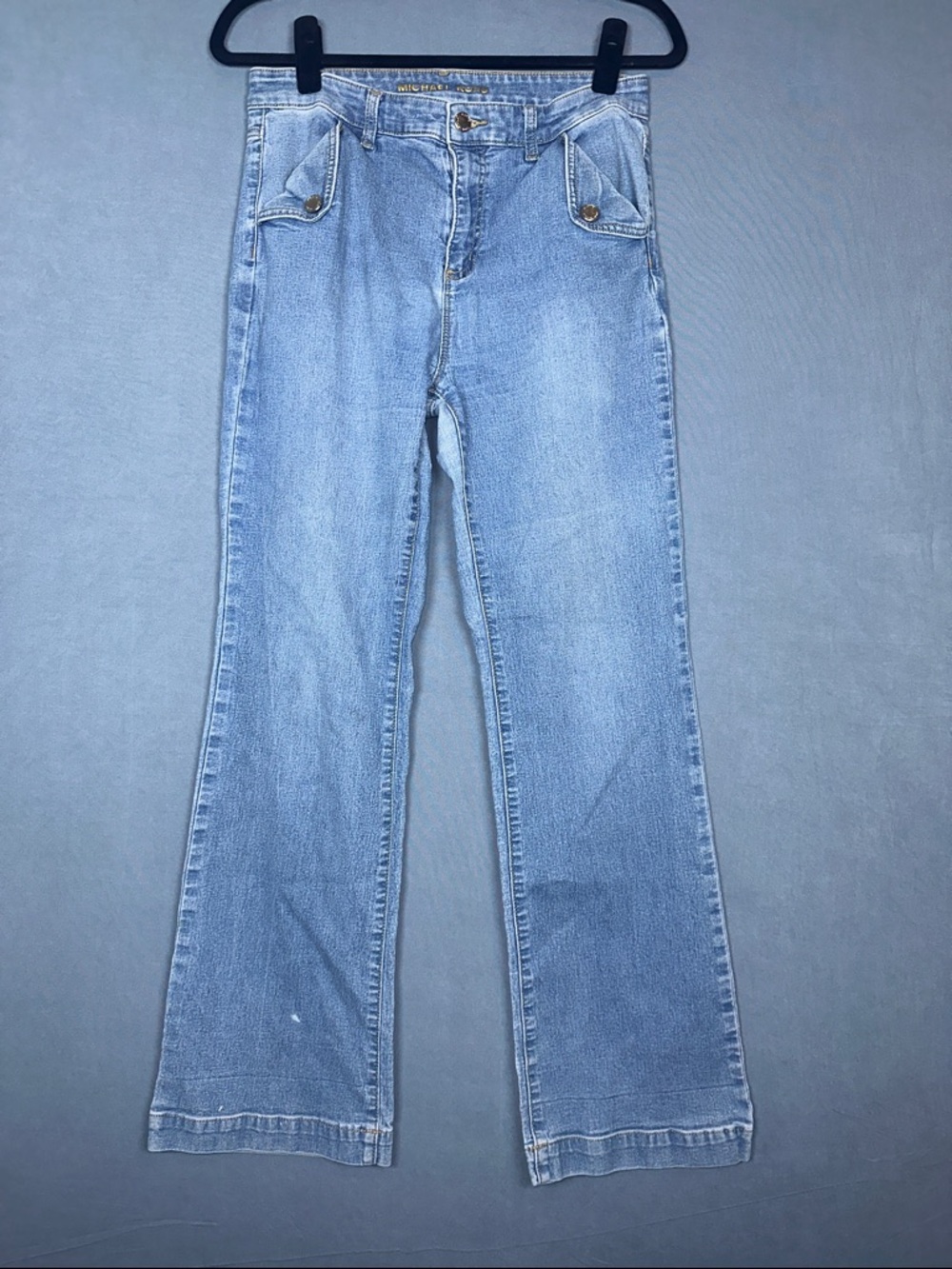 Michael Kors Flare Jeans Womens 8 Light Wash Wide Leg High Rise Denim